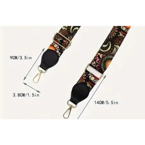 Geometric Pattern Adjustable Purse Strap In Pink, Black and Blue - Picture 7 of 9